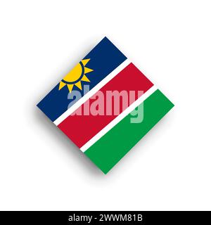 Namibia flag - rhombus shape icon with dropped shadow isolated on white background Stock Vector