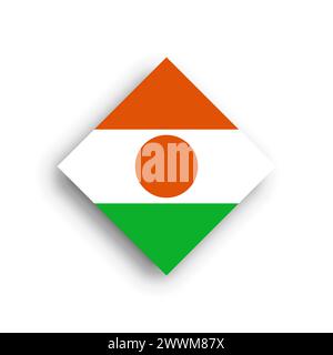 Niger flag - rhombus shape icon with dropped shadow isolated on white background Stock Vector