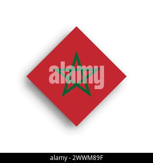 Morocco flag - rhombus shape icon with dropped shadow isolated on white background Stock Vector