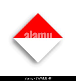 Indonesia flag - rhombus shape icon with dropped shadow isolated on white background Stock Vector