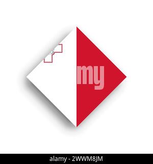 Malta flag - rhombus shape icon with dropped shadow isolated on white background Stock Vector