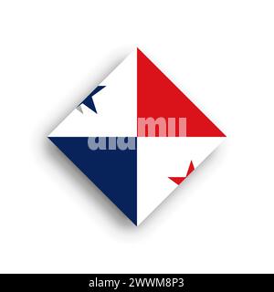 Panama flag - rhombus shape icon with dropped shadow isolated on white background Stock Vector