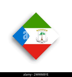 Equatorial Guinea flag - rhombus shape icon with dropped shadow isolated on white background Stock Vector