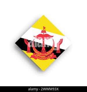 Brunei flag - rhombus shape icon with dropped shadow isolated on white background Stock Vector