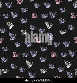 brush drawn geometric shapes seamless pattern. Hand drawn straight brush strokes, short stripes. Abstract memphis vector background, tech geometric wa Stock Vector