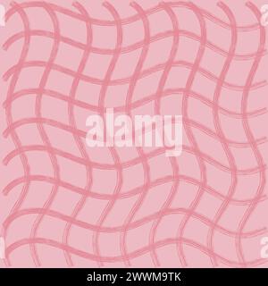 Vector hand drawn cute wavy checkered pattern. Doodle Plaid brush crayon simple texture. Crossing squiggle  lines. Abstract cute delicate pattern idea Stock Vector