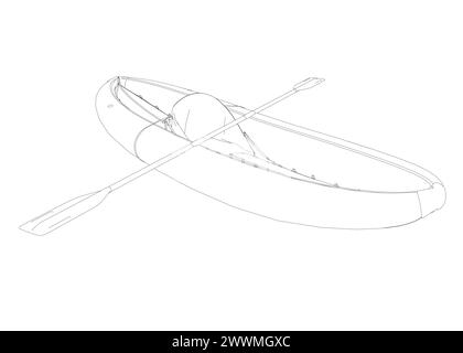 Outline of Inflatable Boat With Peddle. Cartoon Simple Style Isolated ...