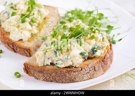 Delicious Toast With Pate Boiled Egg, Cucumber And Cream Cheese On A 