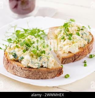 Delicious Toast With Pate Boiled Egg, Cucumber And Cream Cheese On A 