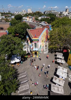 Beautiful aerial view to colorful buildings in El Caminito Stock Photo