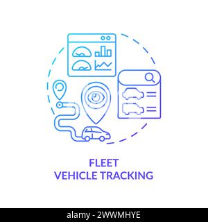 Fleet vehicle tracking blue gradient concept icon Stock Vector