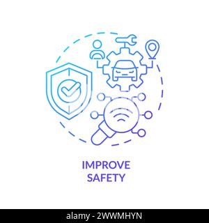 Safety improve blue gradient concept icon Stock Vector