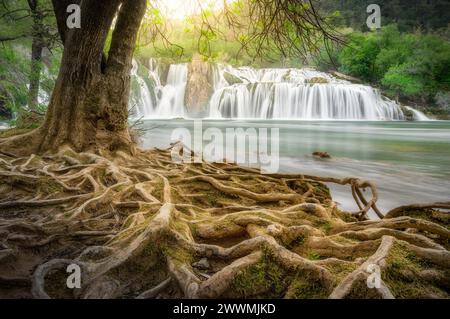 Spectacular Skradinski Buk Waterfall in Krka National Park, Croatia Stock Photo