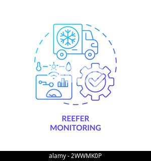 Reefer monitoring blue gradient concept icon Stock Vector