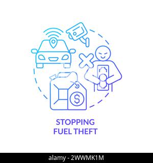 Fuel theft stopping blue gradient concept icon Stock Vector