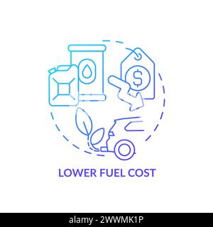 Lower fuel cost blue gradient concept icon Stock Vector