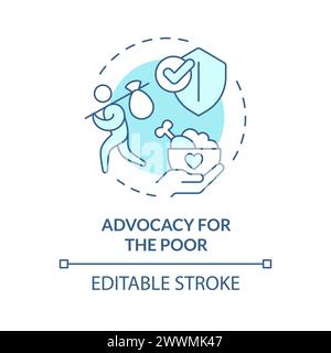 Advocacy for poor soft blue concept icon Stock Vector