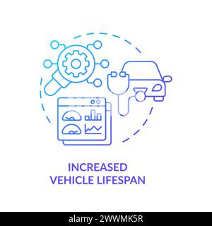 Vehicle increased lifespan blue gradient concept icon Stock Vector