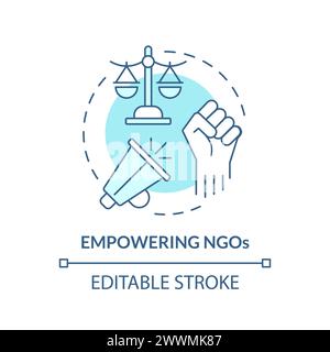 Empowering NGOs soft blue concept icon Stock Vector