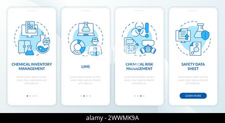 Science risk management blue onboarding mobile app screen Stock Vector
