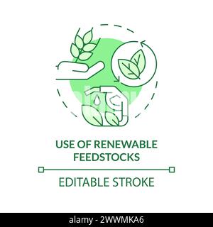 Renewable feedstocks use green concept icon Stock Vector