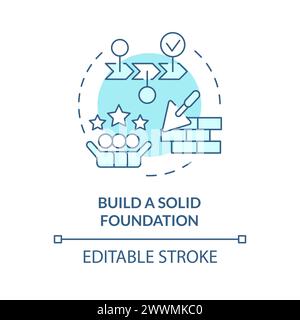 Build solid foundation soft blue concept icon Stock Vector