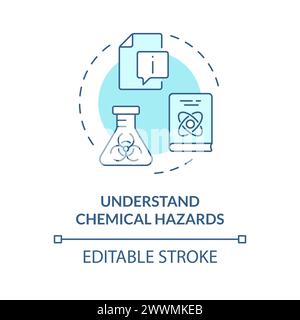 Understand chemical hazards soft blue concept icon Stock Vector