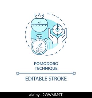 Pomodoro technique soft blue concept icon Stock Vector