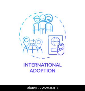 International adoption blue gradient concept icon Stock Vector