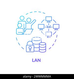 Lan connection type blue gradient concept icon Stock Vector
