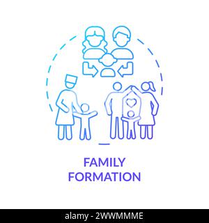 Family formation blue gradient concept icon Stock Vector