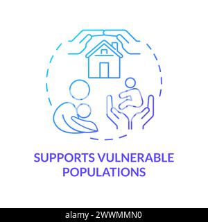 Support vulnerable populations blue gradient concept icon Stock Vector