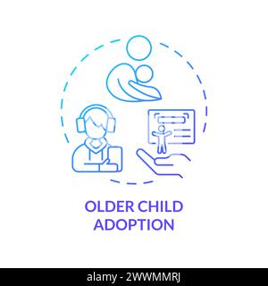 Older child adoption blue gradient concept icon Stock Vector