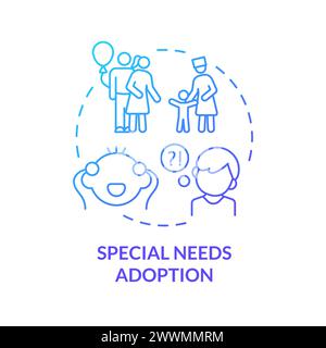 Special needs adoption blue gradient concept icon Stock Vector