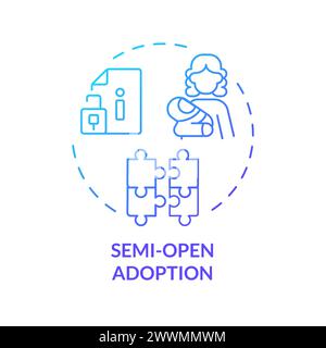 Semi open adoption blue gradient concept icon Stock Vector