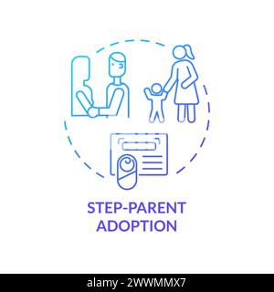 Step parent adoption blue gradient concept icon Stock Vector