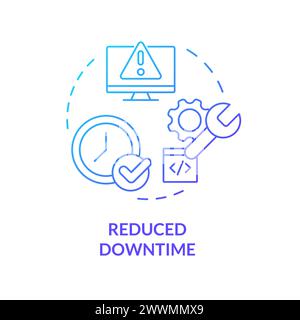 Downtime reduce blue gradient concept icon Stock Vector