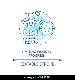Limiting work in progress soft blue concept icon Stock Vector