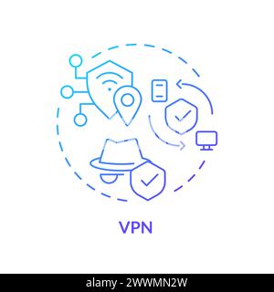 Vpn connection type blue gradient concept icon Stock Vector