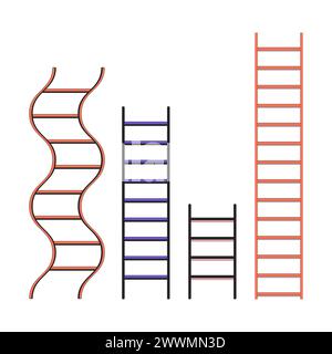 Different ladders rising up 2D linear cartoon object Stock Vector