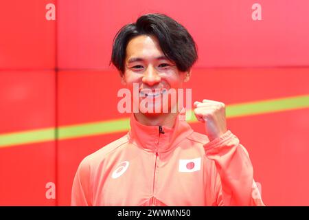 Tokyo, Japan. 25th Mar, 2024. Akira Akasaki (JPN) Marathon : Japanese Marathon representative for the upcoming 2024 Paris Olympic Games attend a press conference in Tokyo, Japan . Credit: Naoki Nishimura/AFLO SPORT/Alamy Live News Stock Photo