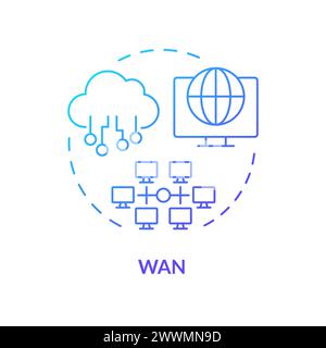Wan connection type blue gradient concept icon Stock Vector