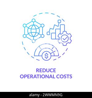 Operational costs reduce blue gradient concept icon Stock Vector
