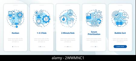 Prioritization tools blue onboarding mobile app screen Stock Vector