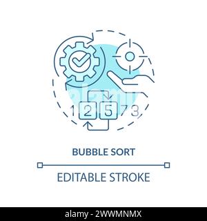 Bubble sort method soft blue concept icon Stock Vector
