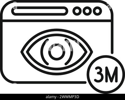 Millions views on webpage icon outline vector. New media content. Online search Stock Vector