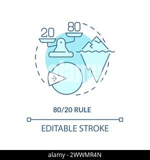 80 20 rule soft blue concept icon Stock Vector