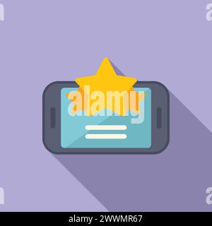 Online smartphone rating icon flat vector. Star button rank. Expression user Stock Vector