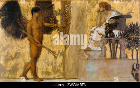 Franz von Stuck, Homage to Painting, mixed media on cardboard, 1889 Stock Photo