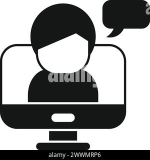 Online computer speech icon simple vector. Influencer message. New blogger Stock Vector